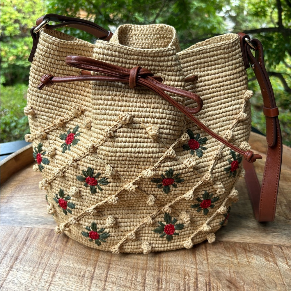 Embroidered Sezane raffia bag - Picture 4 of 17